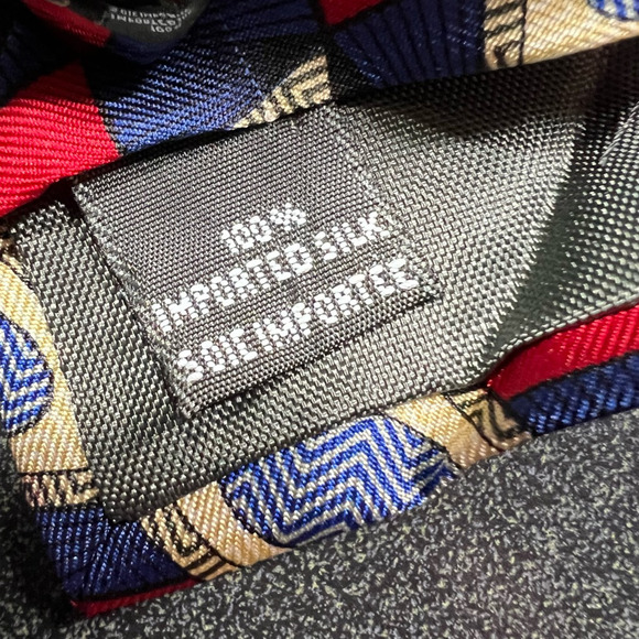 Christian Dior Mens Tie Necktie Multicolor Diamond 100% Silk Tied Wide Short New - Picture 6 of 6